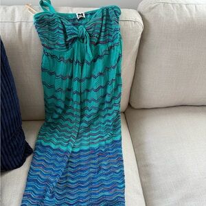 Missoni One Shoulder Dress in Teal and Blue